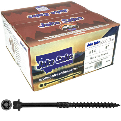 #14 Heavy-Duty Black Timber, Log & Structural Wood Screws - Exterior Coated - Use for Fastening Ledger Boards, Large Timbers, Logs and more.