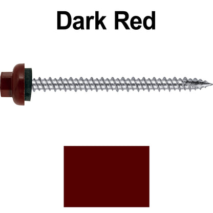 10 X 2-1/2" HI-LO Zinc Aluminum Cap Metal Roofing Screws - Hex Washer Head - Self starting/self tapping - EPDM washer. Colored head.