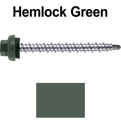 10 X 2” Zinc Aluminum Cap MINI-DRILLER Roofing Screws HI-LO THREAD Zinc Plated Carbon Steel Shank - EPDM Washer - Colored head
