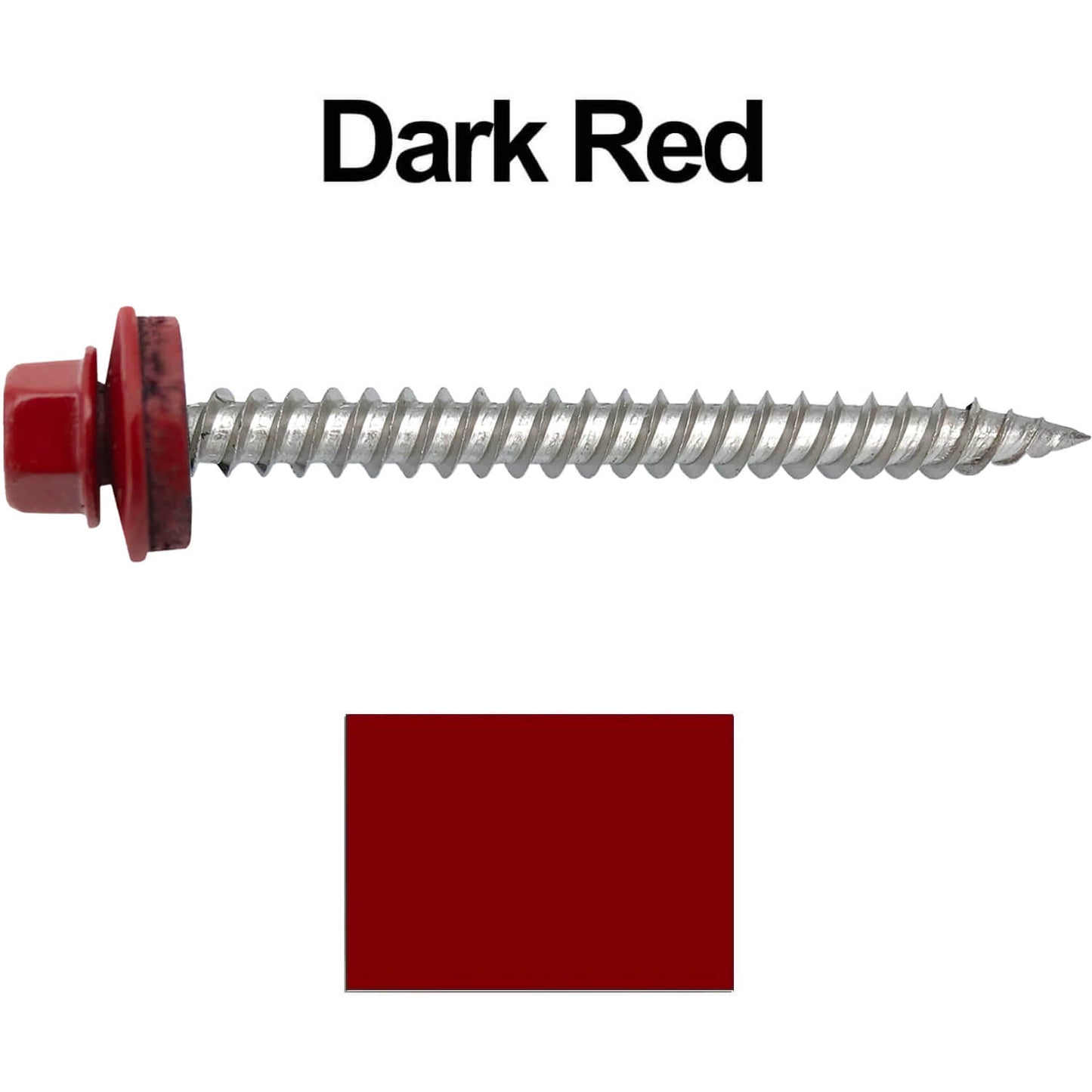 12 x 2-1/2" Stainless Steel Metal Roofing Screw - Hex Washer Head - Self starting/self tapping - EPDM washer. Colored head.