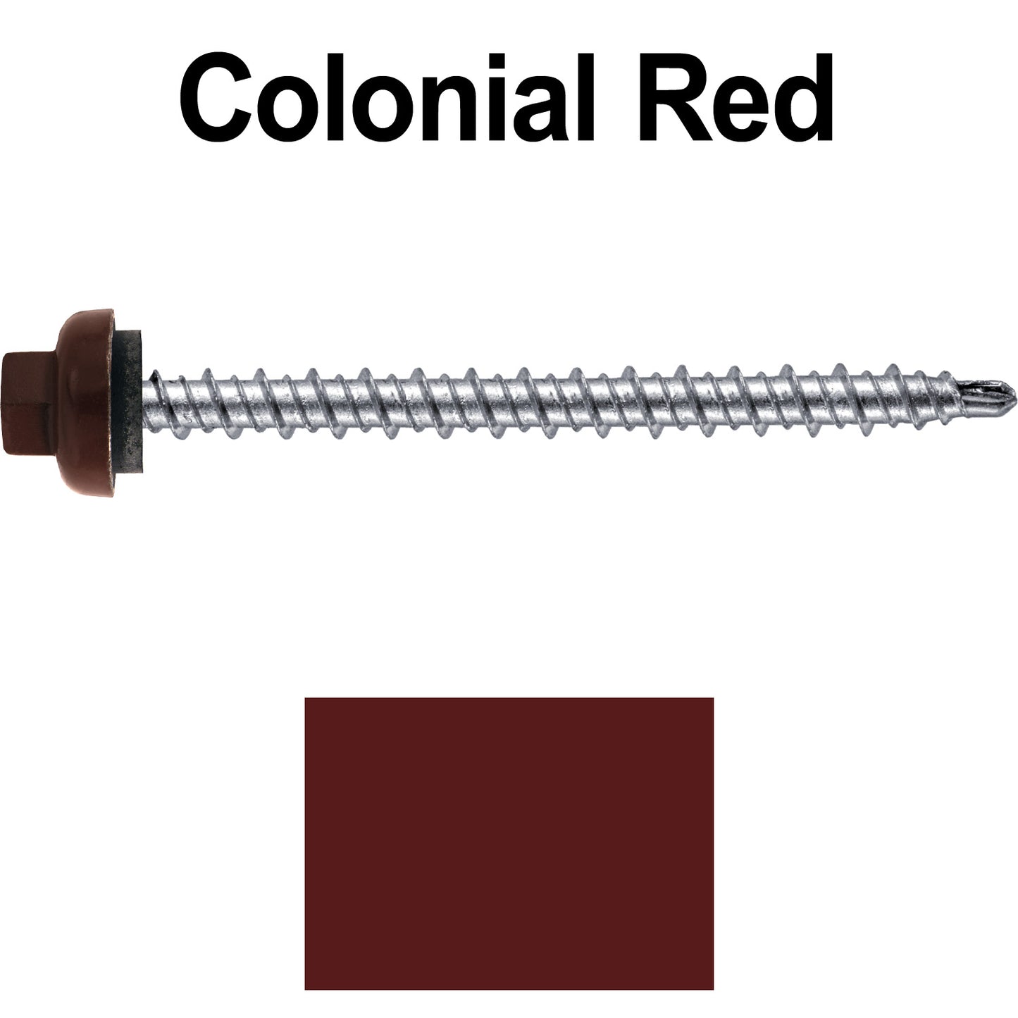 10 X 2-1/2" Zinc Aluminum Cap MINI-DRILLER Roofing Screws HI-LO THREAD Zinc Plated Carbon Steel Shank - EPDM Washer - Colored head