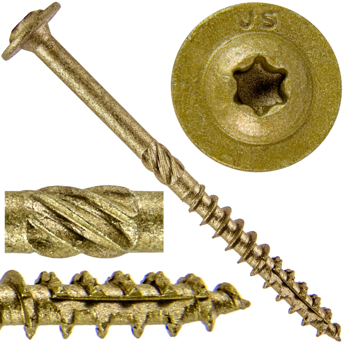#14 Construction Lag Screws - Exterior Coated Torx/Star Drive Heavy Duty Structural Lag With Modified Truss Washer Head