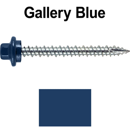 10 x 2” - STAINLESS HEX / ZINC Sheet Metal Roof Screw. Self starting metal to wood siding screws. EPDM washer. Colored head.