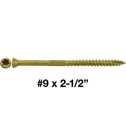 #9 Bronze Star Trim Head Wood Screw Torx/Star Drive Head - Multipurpose Exterior Coated Torx/Star Drive Wood Screws
