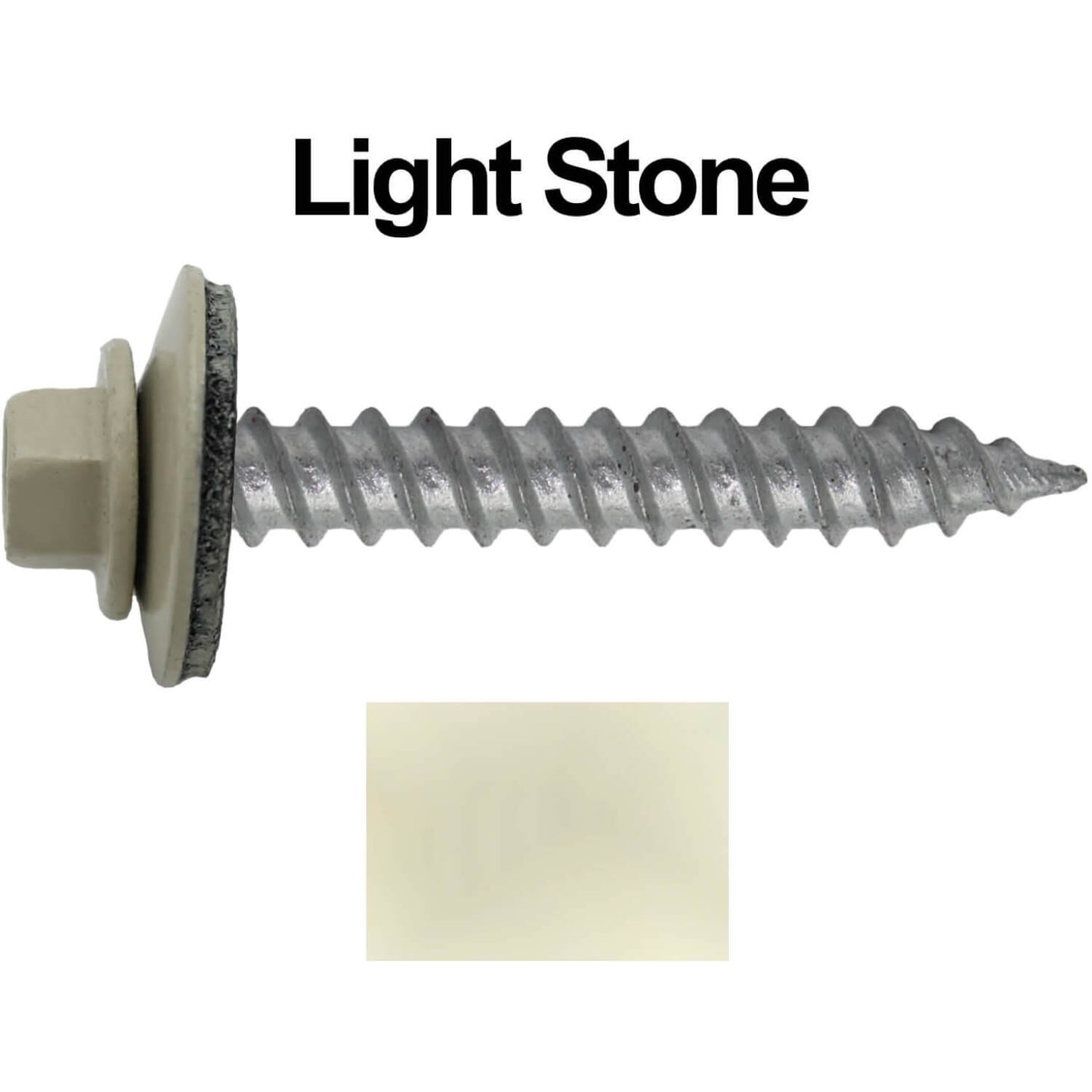 12 x 1-1/2"  Metal ROOFING SCREWS - Hex Washer Head - Self starting/self tapping - EPDM washer. Colored head.