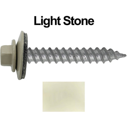 #12 x 1-1/2"  RE-GRIP METAL ROOFING SCREWS - Hex Washer Head - Self starting/self tapping - EPDM washer. Colored head.