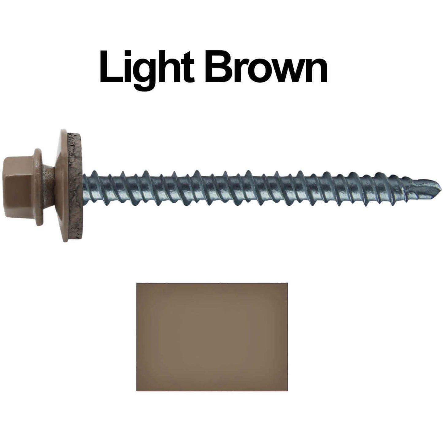 #10 x 2-1/2" Mini Driller Sheet Metal Roofing Screw - Hex Washer Head -  Self starting metal to wood siding screws. EPDM washer. Colored head.