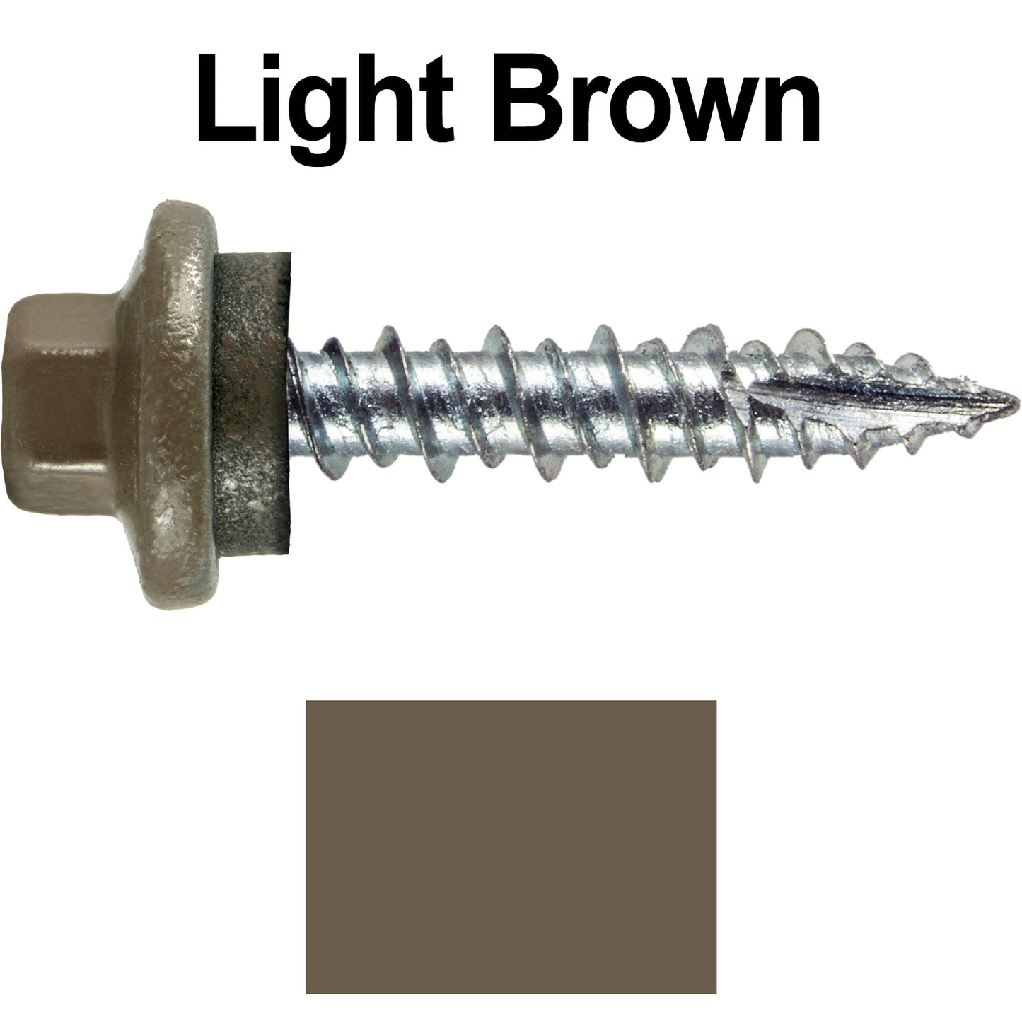 10 x 1" - STAINLESS HEX / ZINC Sheet Metal Roof Screw. Self starting metal to wood siding screws. EPDM washer. Colored head.