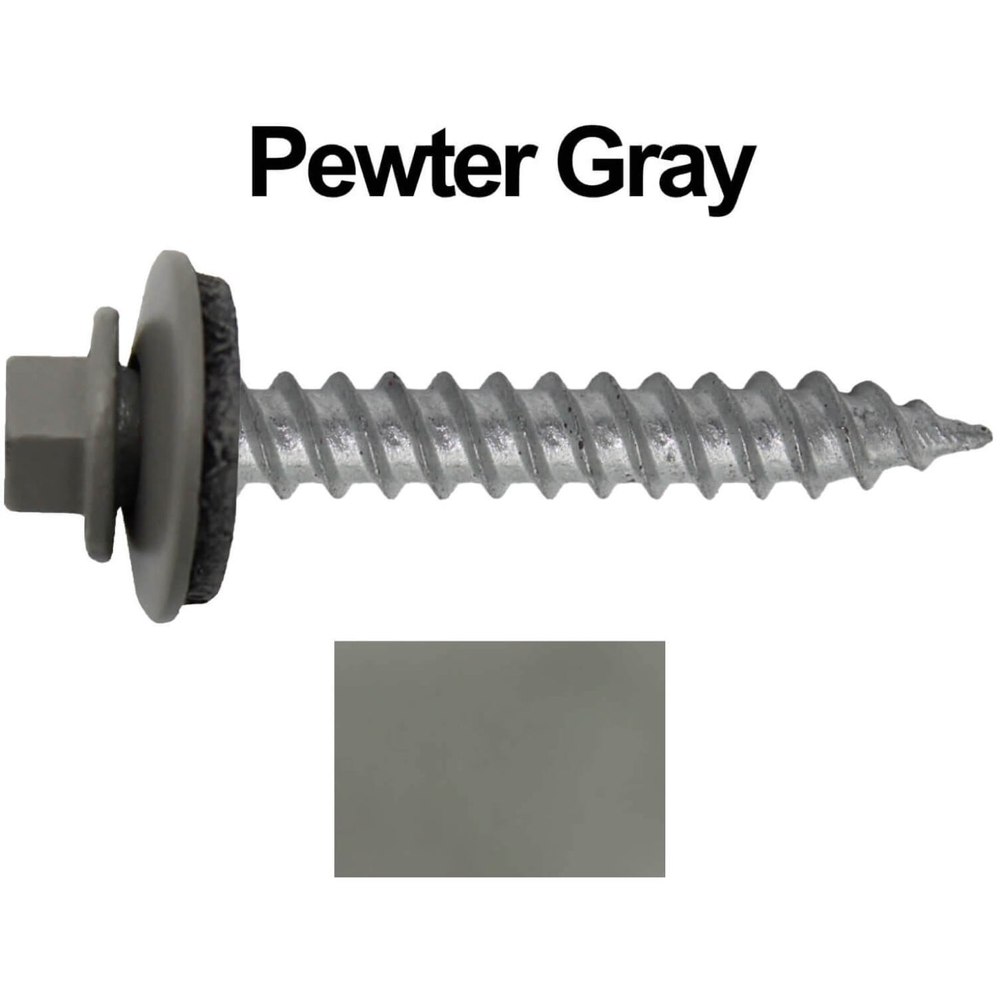 #12 x 1-1/2"  RE-GRIP METAL ROOFING SCREWS - Hex Washer Head - Self starting/self tapping - EPDM washer. Colored head.