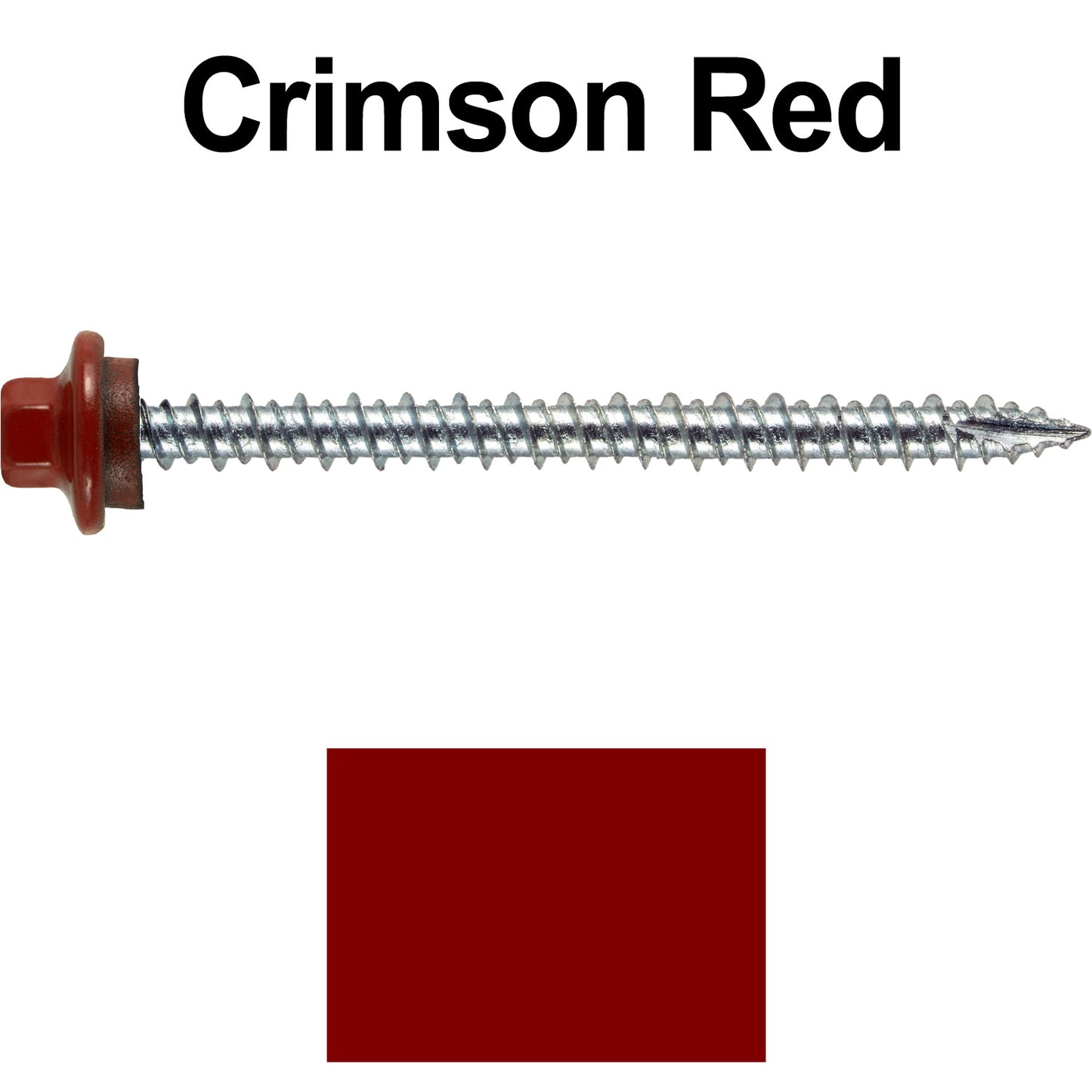 10 x 2-1/2” - STAINLESS HEX / ZINC Sheet Metal Roof Screw. Self starting metal to wood siding screws. EPDM washer. Colored head.