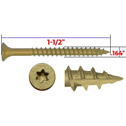 #8 x 1-1/2" Bronze Star Multipurpose Exterior Coated Wood Screw, T-30 Torx Drive, Flat Head (OVERSTOCK)