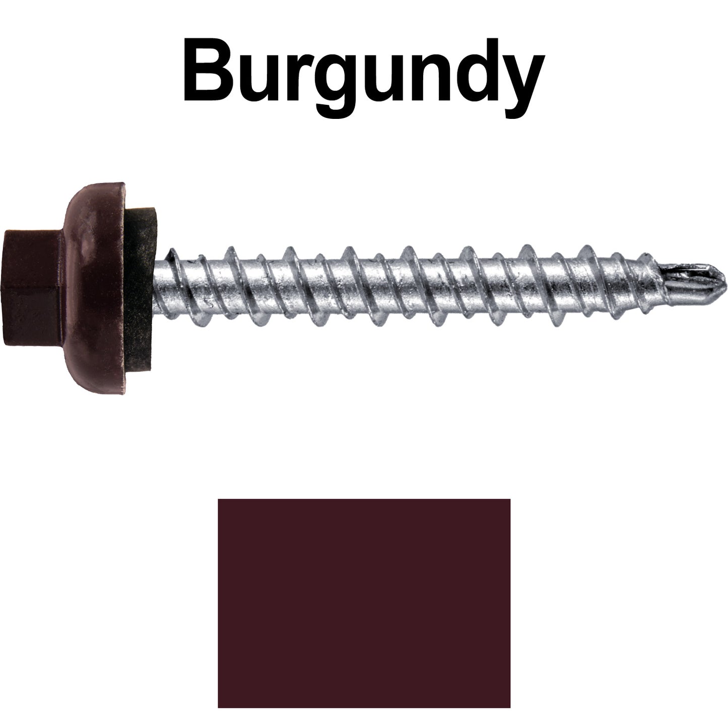 10 X 1-1/2” Zinc Aluminum Cap MINI-DRILLER Roofing Screws HI-LO THREAD Zinc Plated Carbon Steel Shank - EPDM Washer - Colored head