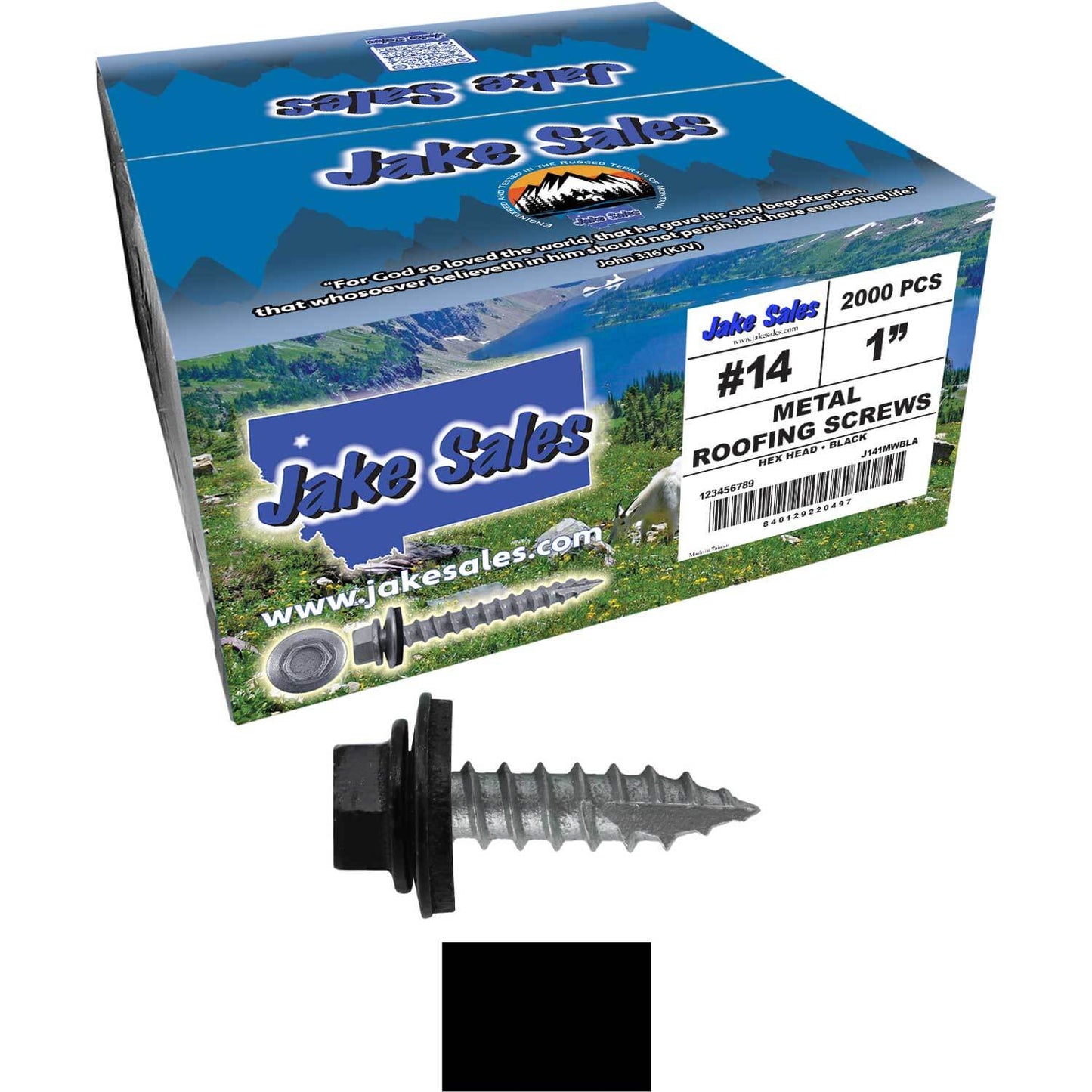 #14 x 1"  Metal ROOFING SCREWS - Hex Washer Head - Self starting/self tapping - EPDM washer. Colored head.