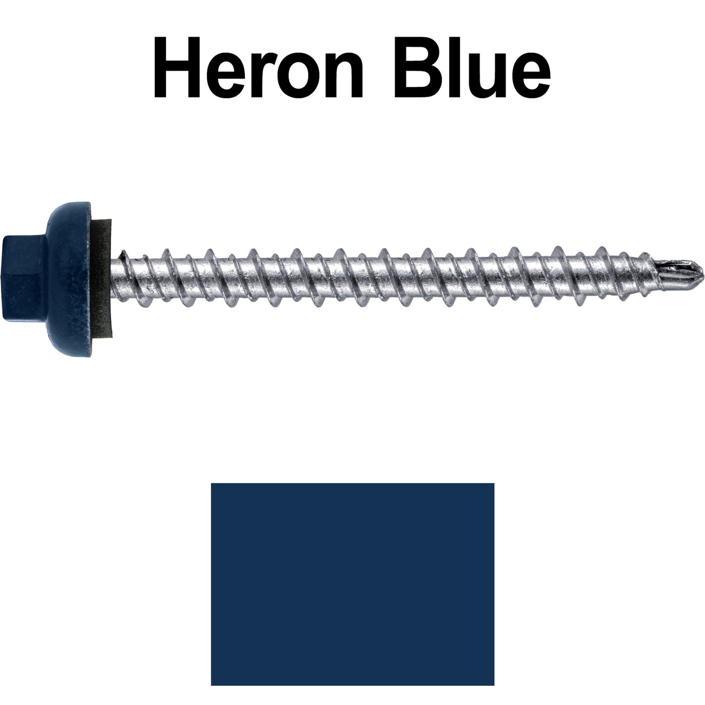 10 X 2” Zinc Aluminum Cap MINI-DRILLER Roofing Screws HI-LO THREAD Zinc Plated Carbon Steel Shank - EPDM Washer - Colored head