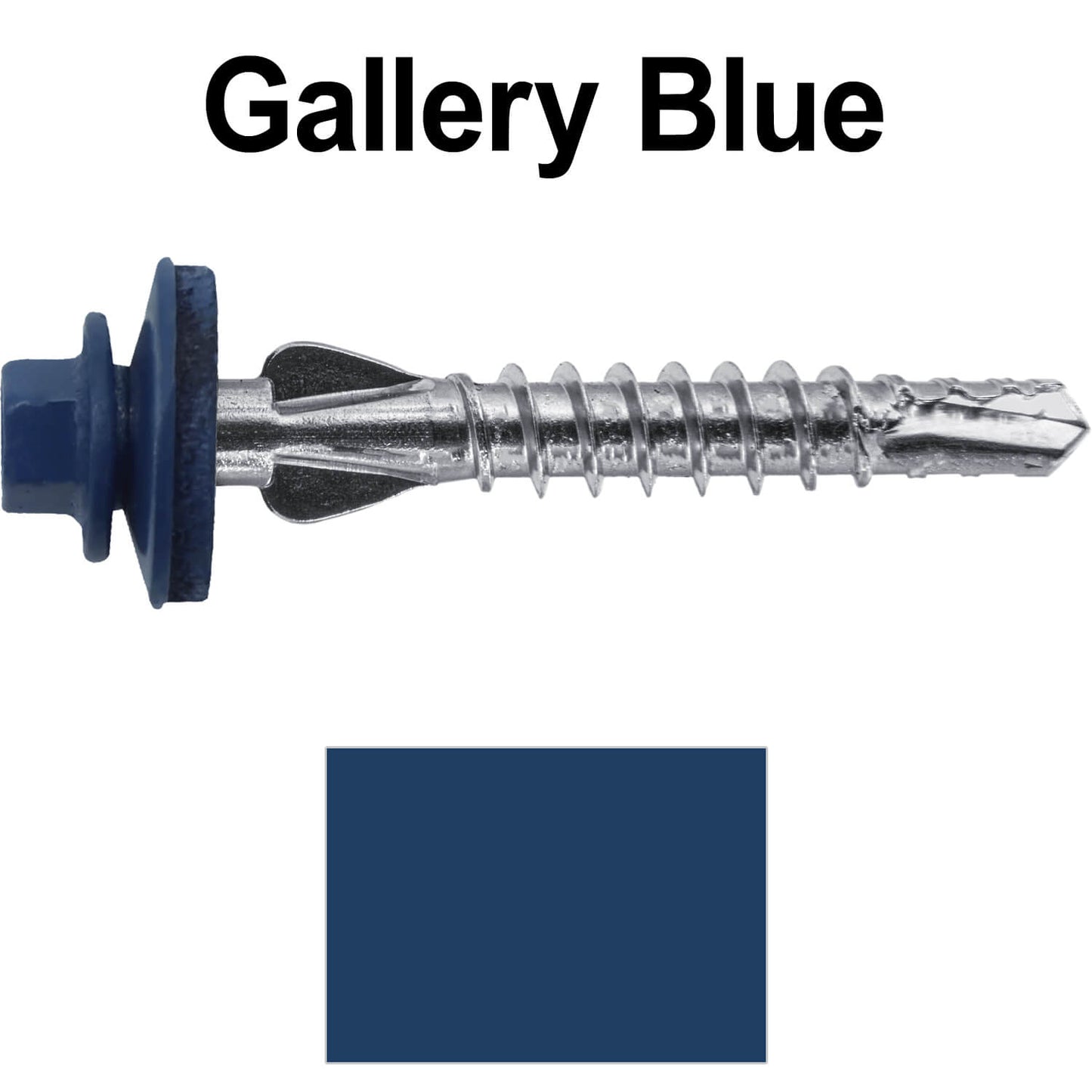 12 X 1-1/2" PFP STAINLESS STEEL Fastener - 1/4" Washer Hex Head - #3 Drill Point Tip -  For Polycarbonite, Fiberglass and PVC sheeting. Colored head.
