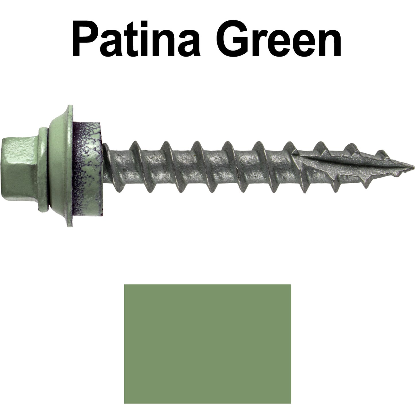 12 X 1-1/2" Metal Roofing Screws For OSB and Plywood - Galvanized Metal to Wood Type 17 Tip - 1/4" Hex Head - Assembled EPDM Washer