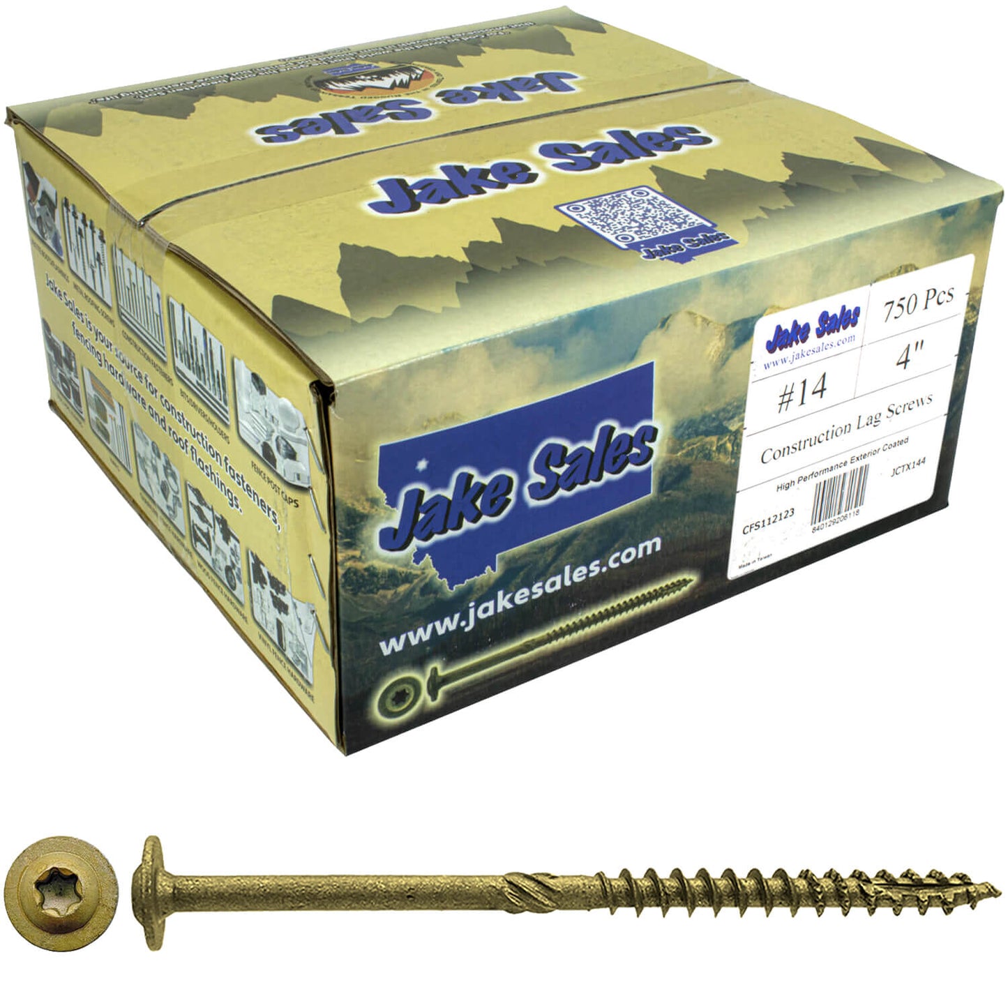 #14 Construction Lag Screws - Exterior Coated Torx/Star Drive Heavy Duty Structural Lag With Modified Truss Washer Head