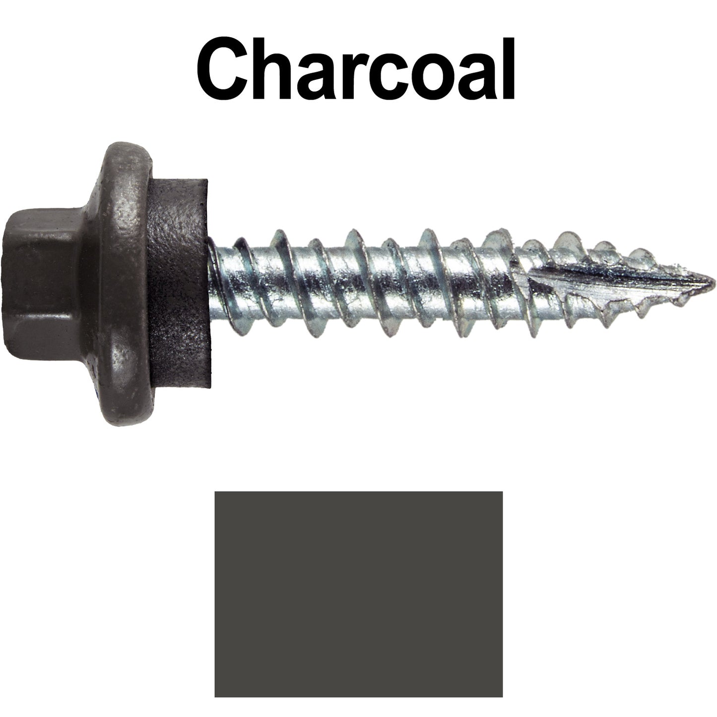 10 x 1" - STAINLESS HEX / ZINC Sheet Metal Roof Screw. Self starting metal to wood siding screws. EPDM washer. Colored head.