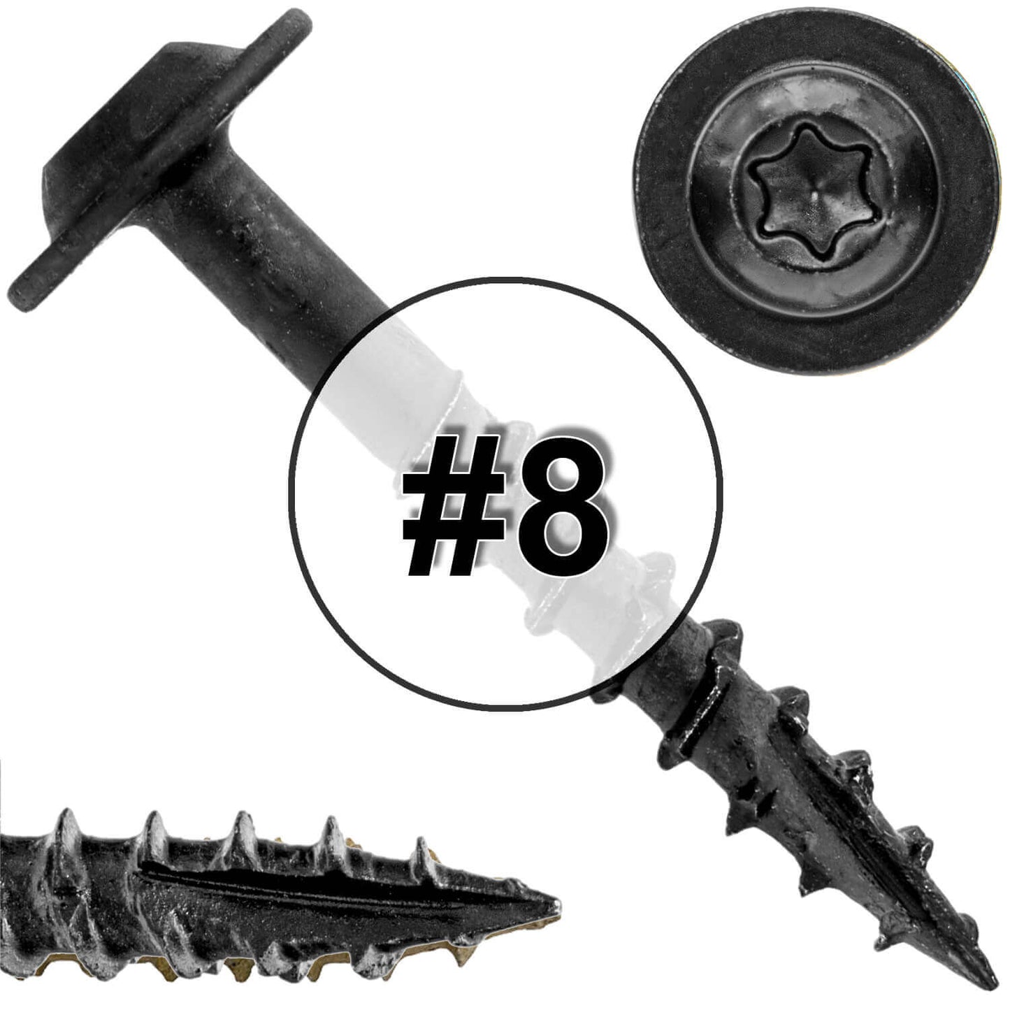 #8 Round Washer Head Truss Head Screw. Torx/Star Drive Head Wood Screws. Multipurpose Cabinet, Furniture, Siding and Trim and General Construction