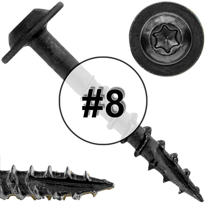 #8 Round Washer Head Truss Head Screw. Torx/Star Drive Head Wood Screws. Multipurpose Cabinet, Furniture, Siding and Trim and General Construction
