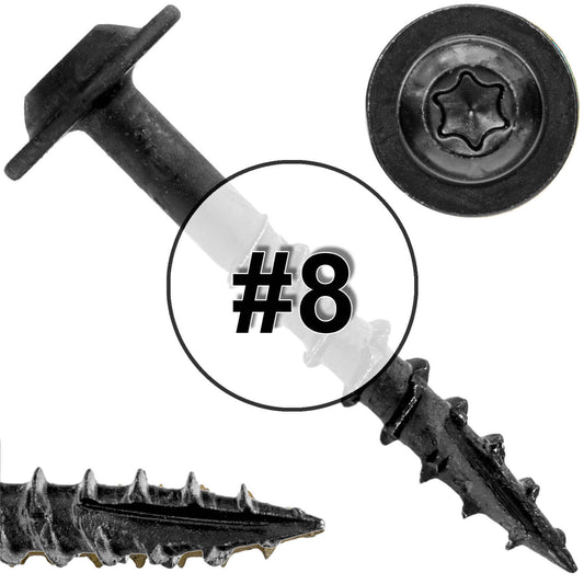 #8 Round Washer Head Truss Head Screw. Torx/Star Drive Head Wood Screws. Multipurpose Cabinet, Furniture, Siding and Trim and General Construction
