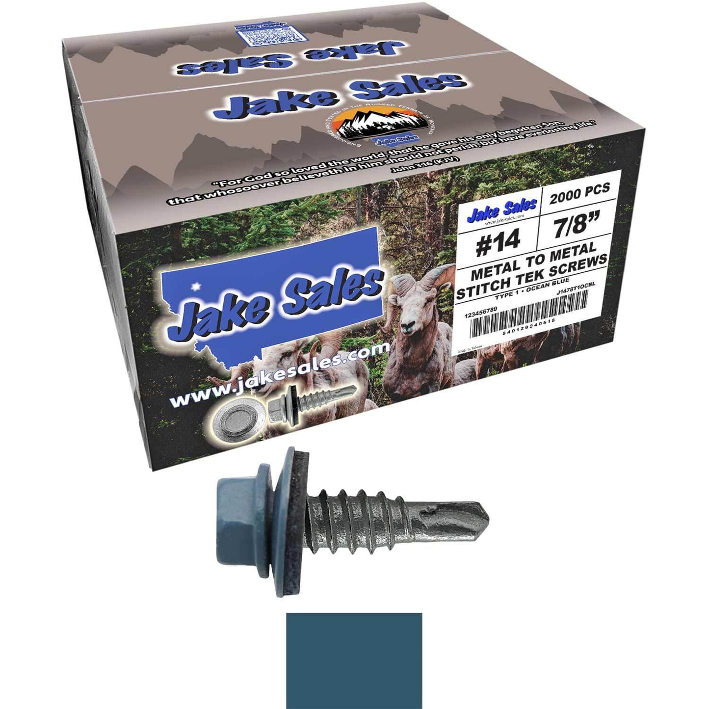 #14 x 7/8" Stitch Tek Metal to Metal Type #1 Roofing Screws - Hex Washer Head - Drill Point - 9/16" EPDM washer.