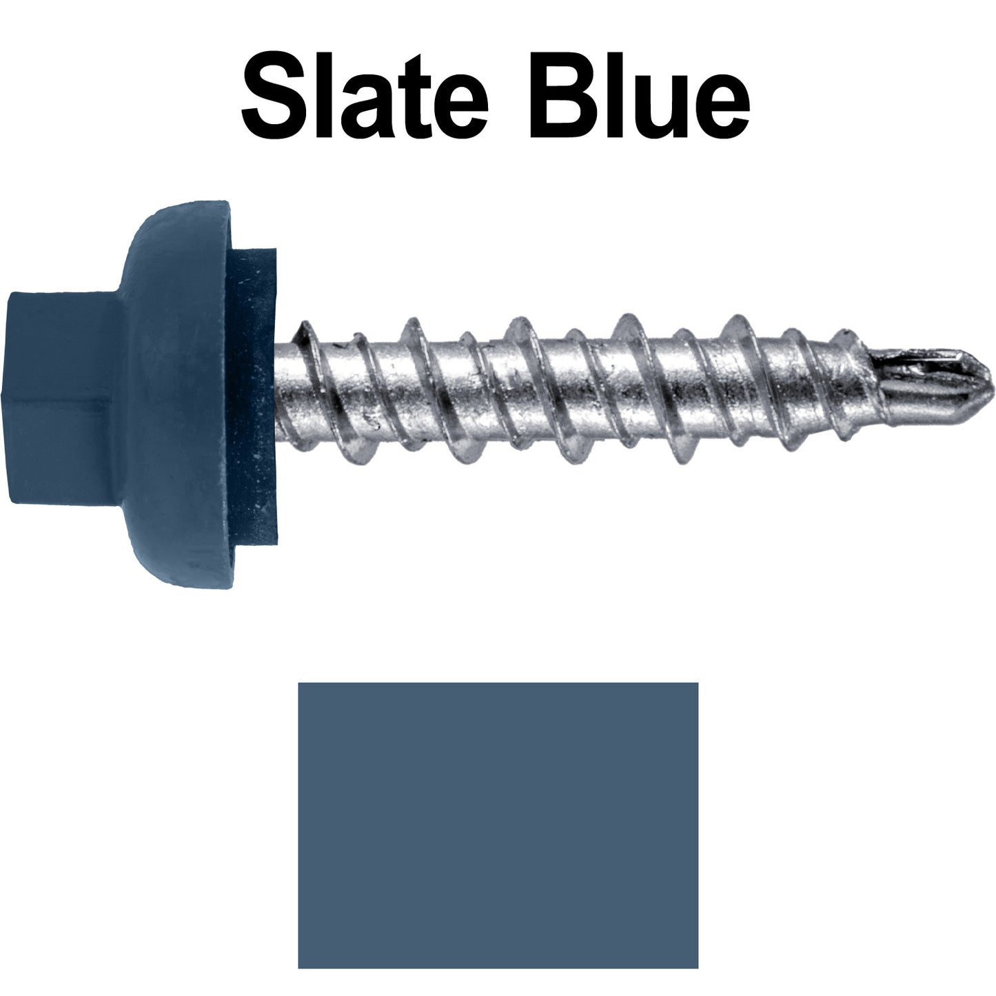 10 X 1" Zinc Aluminum Cap MINI-DRILLER Roofing Screws HI-LO THREAD Zinc Plated Carbon Steel Shank - EPDM Washer - Colored head