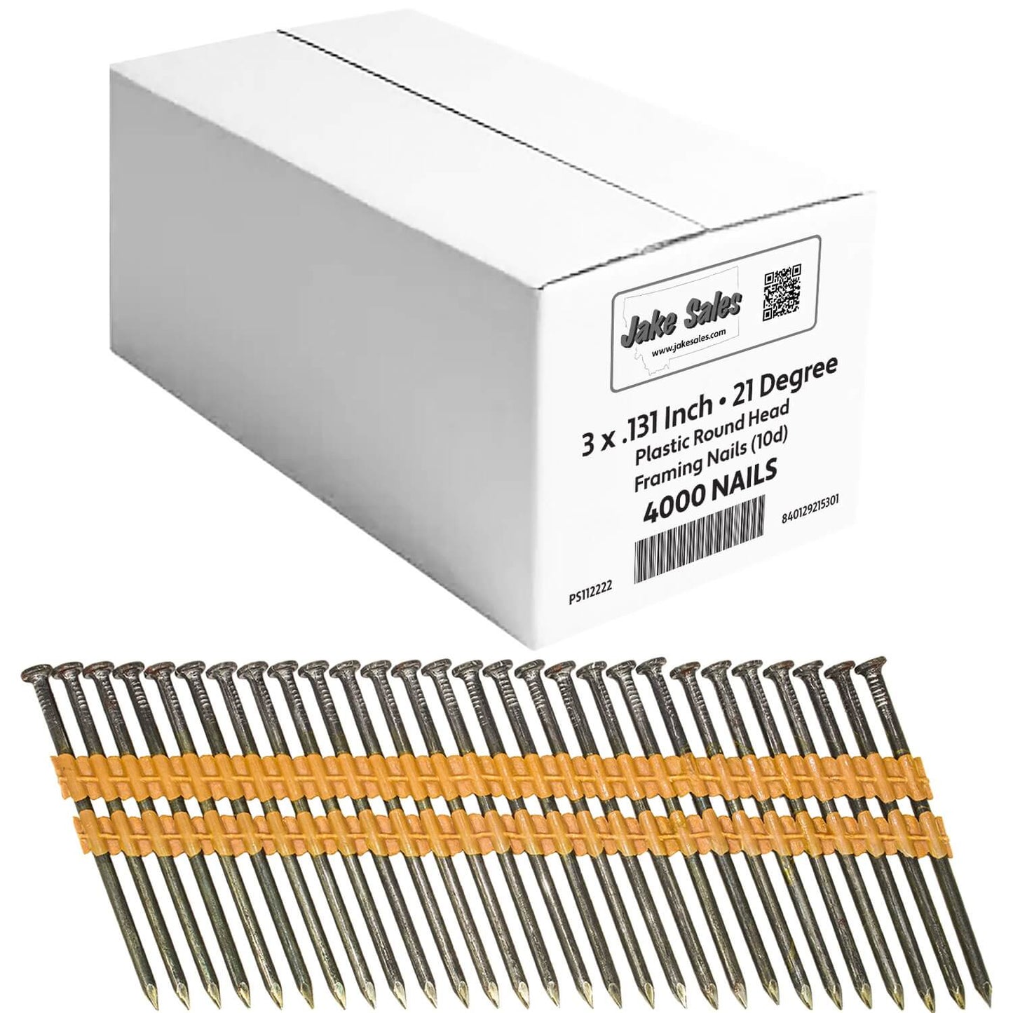 21 Degree Collated Nails - Vinyl coated framing nails in Smooth Shank and Ring Shank Galvanized.