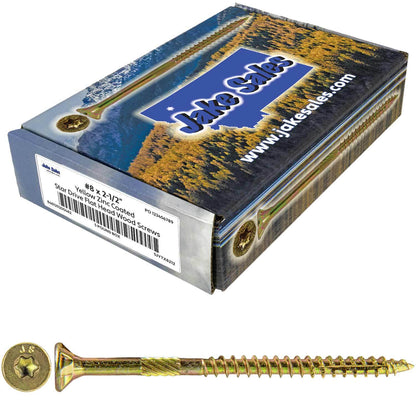 #8 Gold Star/Torx Drive Zinc Coated T-20 Flat Head Wood Screws