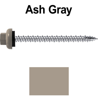 10 X 2-1/2" HI-LO Zinc Aluminum Cap Metal Roofing Screws - Hex Washer Head - Self starting/self tapping - EPDM washer. Colored head.