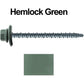#10 x 3" Mini Driller Sheet Metal Roofing Screw - Hex Washer Head -  Self starting metal to wood siding screws. EPDM washer. Colored head.