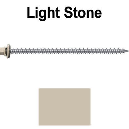 #10 x 4" Metal ROOFING SCREWS - Hex Washer Head - Self starting/self tapping - EPDM washer. Colored head.