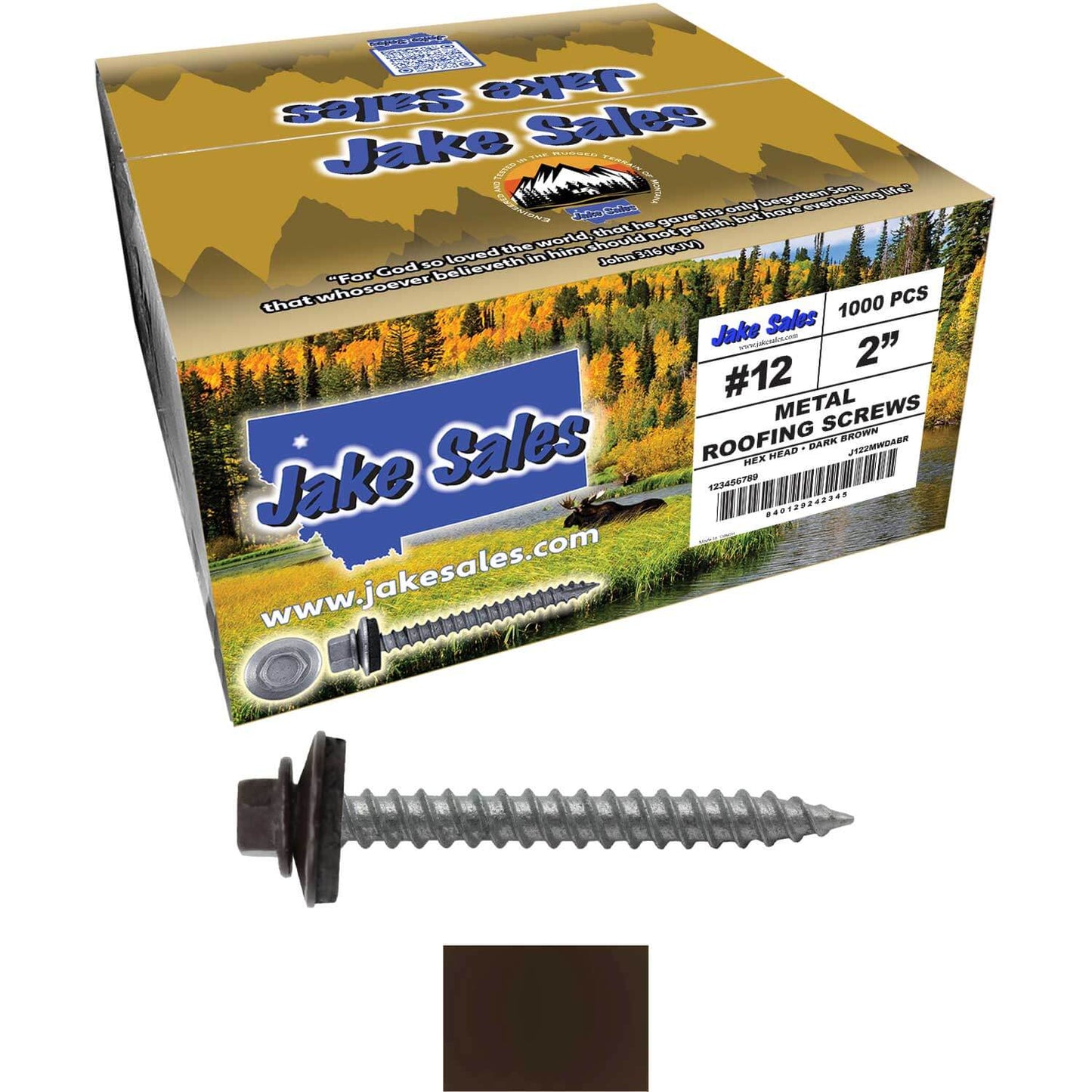 #12 x 2" RE-GRIP METAL ROOFING SCREWS - Hex Washer Head - Self starting/self tapping - EPDM washer. Colored head.