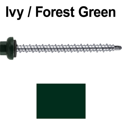 10 X 2-1/2" Zinc Aluminum Cap MINI-DRILLER Roofing Screws HI-LO THREAD Zinc Plated Carbon Steel Shank - EPDM Washer - Colored head