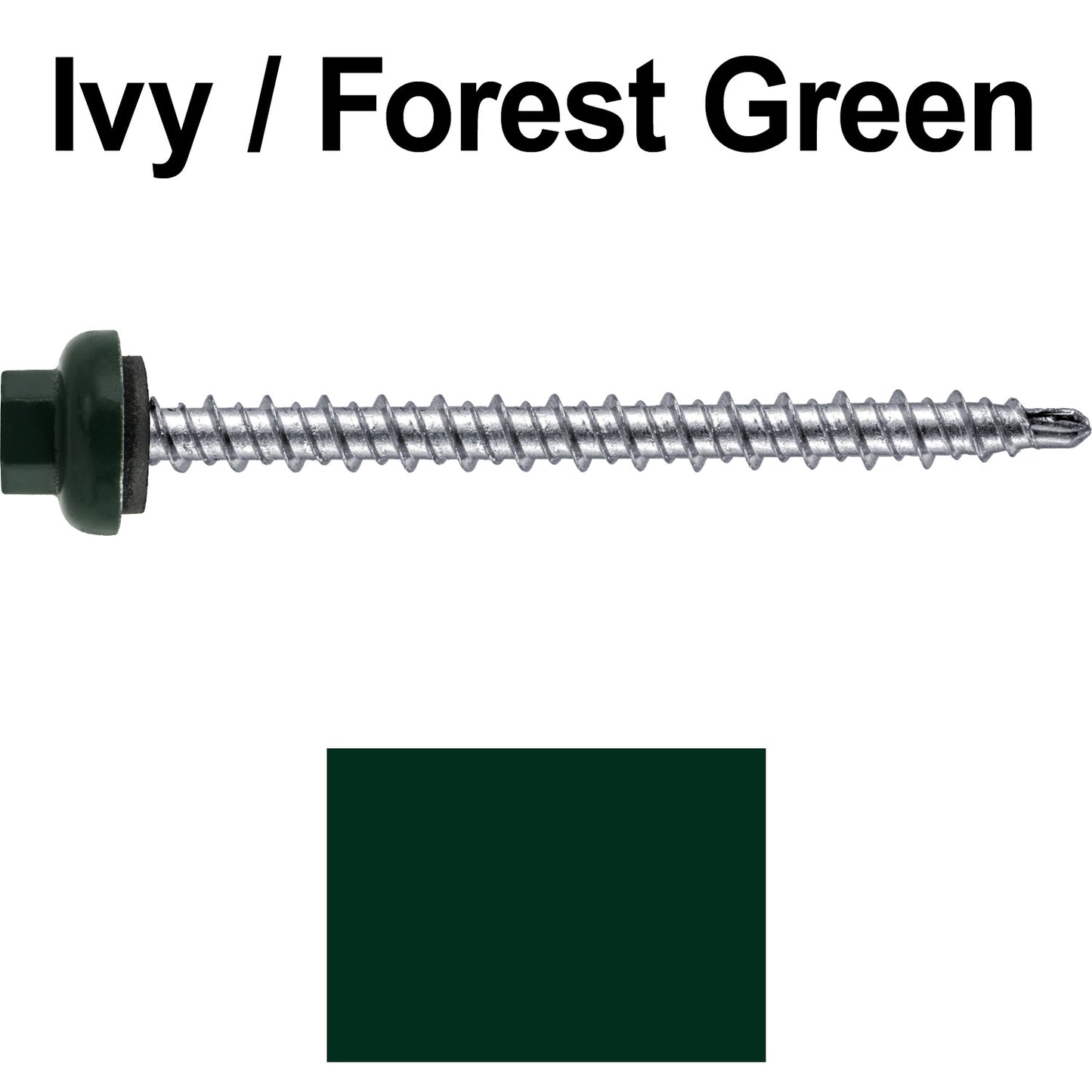 10 X 2-1/2" Zinc Aluminum Cap MINI-DRILLER Roofing Screws HI-LO THREAD Zinc Plated Carbon Steel Shank - EPDM Washer - Colored head
