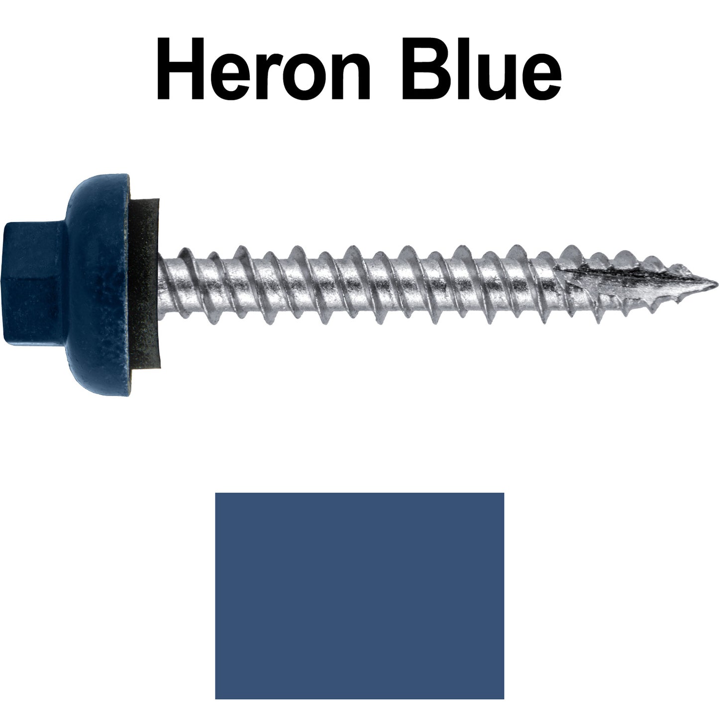 10 X 1-1/2" HI-LO Zinc Aluminum Cap Metal Roofing Screws - Hex Washer Head - Self starting/self tapping - EPDM washer. Colored head.