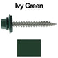 #9 x 1-1/2" Stainless Steel Metal Roofing Screws - Hex Washer Head - Self-Piercing (SP) tip metal to wood siding screws. EPDM washer. Colored head.