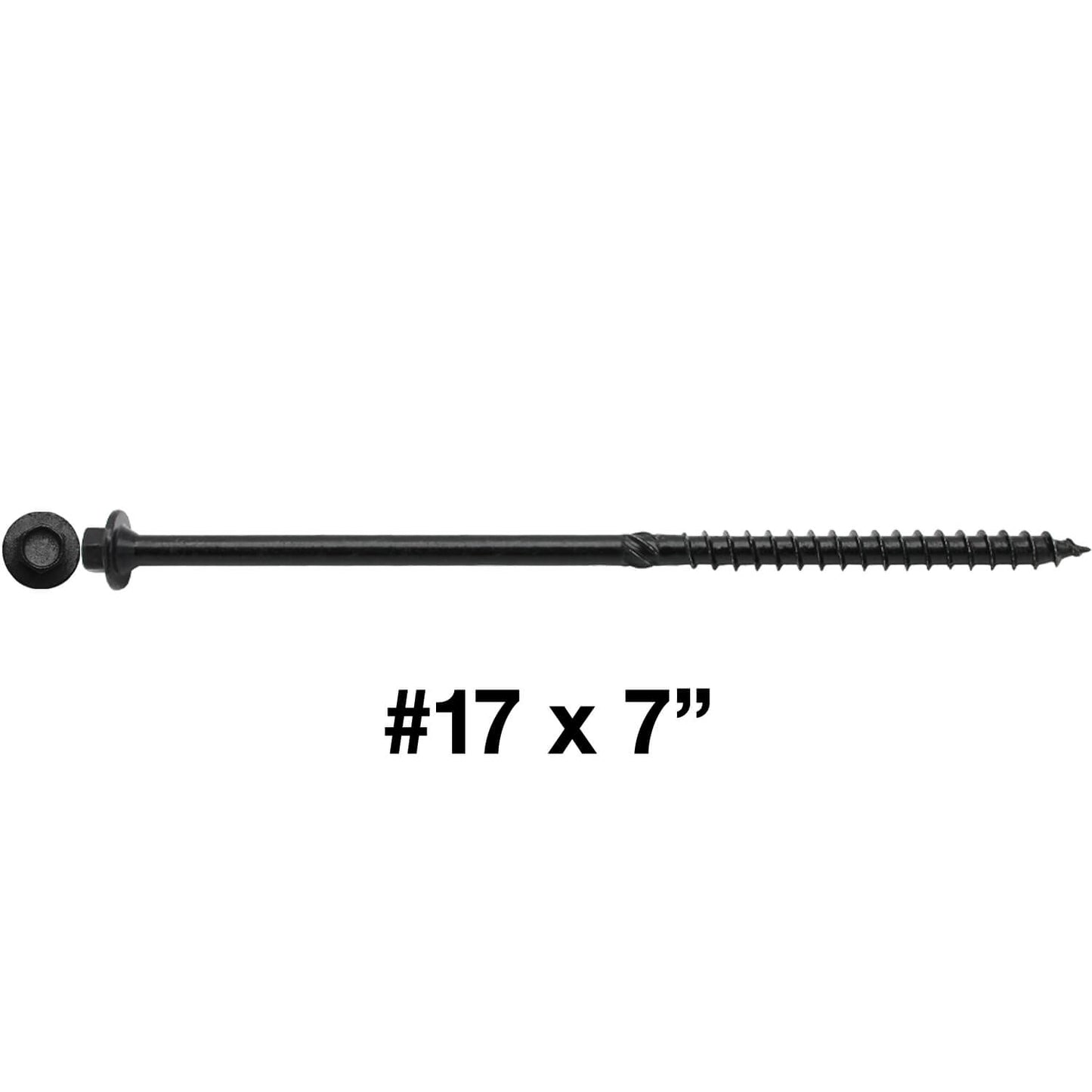#17 Heavy-Duty Black Timber, Log & Structural Wood Screws - Exterior Coated - Use for Fastening Ledger Boards, Large Timbers, Logs and more.