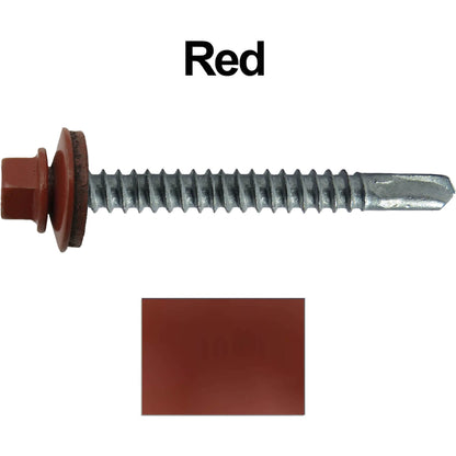 #12 x 2-1/2" Metal to Metal Type #3 Metal Roofing Screws - Hex Head Drill Point - 9/16" EPDM Washer. Colored head.