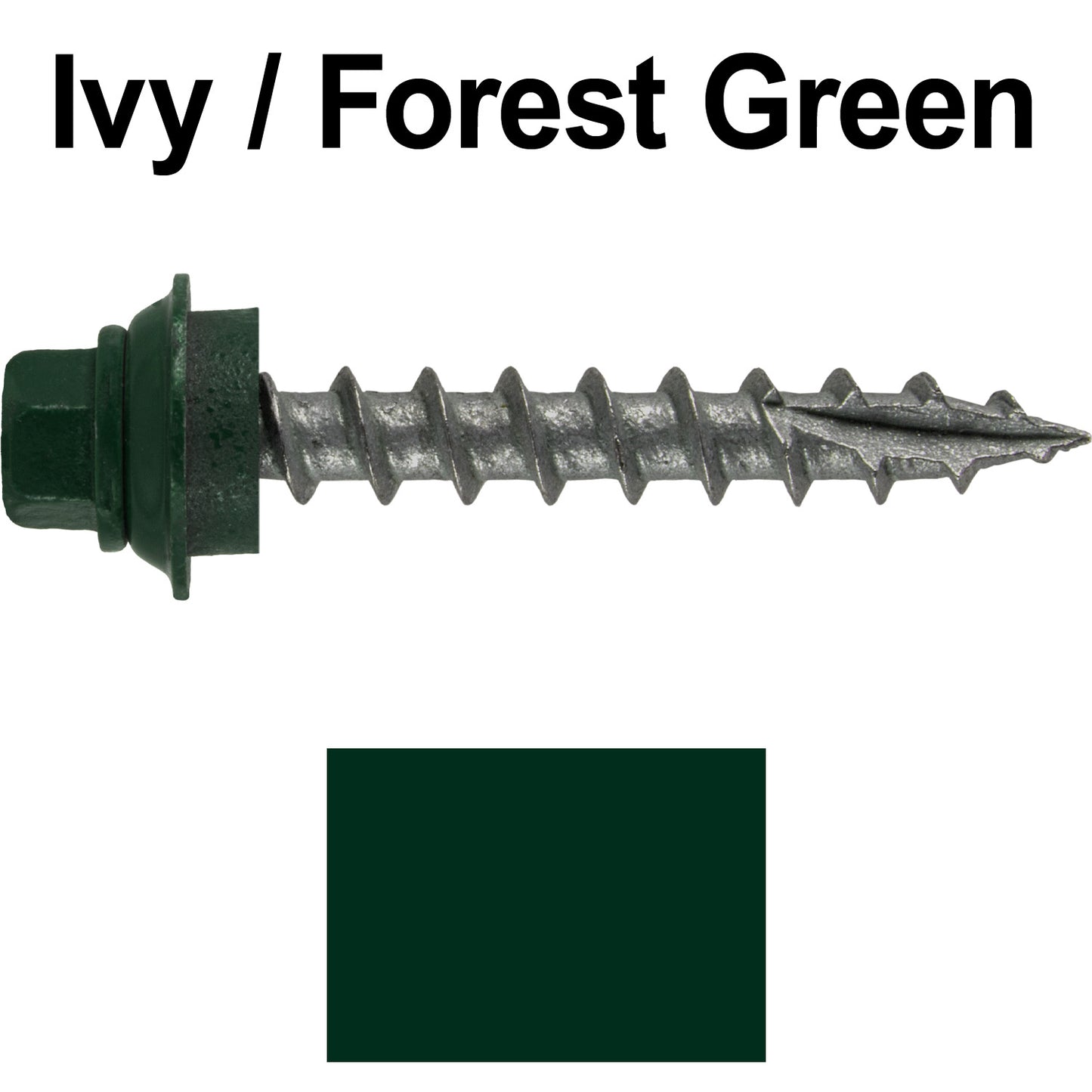 12 X 1-1/2" Metal Roofing Screws For OSB and Plywood - Galvanized Metal to Wood Type 17 Tip - 1/4" Hex Head - Assembled EPDM Washer