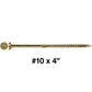#10 Gold Star/Torx Drive Zinc Coated T-25 Flat Head Wood Screws