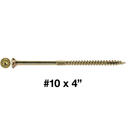 #10 Gold Star/Torx Drive Zinc Coated T-25 Flat Head Wood Screws
