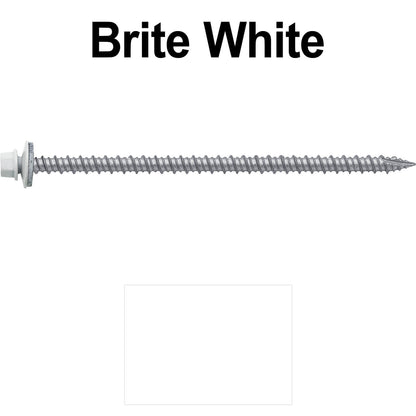 #10 x 4" Metal ROOFING SCREWS - Hex Washer Head - Self starting/self tapping - EPDM washer. Colored head.