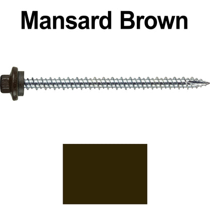 10 x 3” - STAINLESS HEX / ZINC Sheet Metal Roof Screw. Self starting metal to wood siding screws. EPDM washer. Colored head.