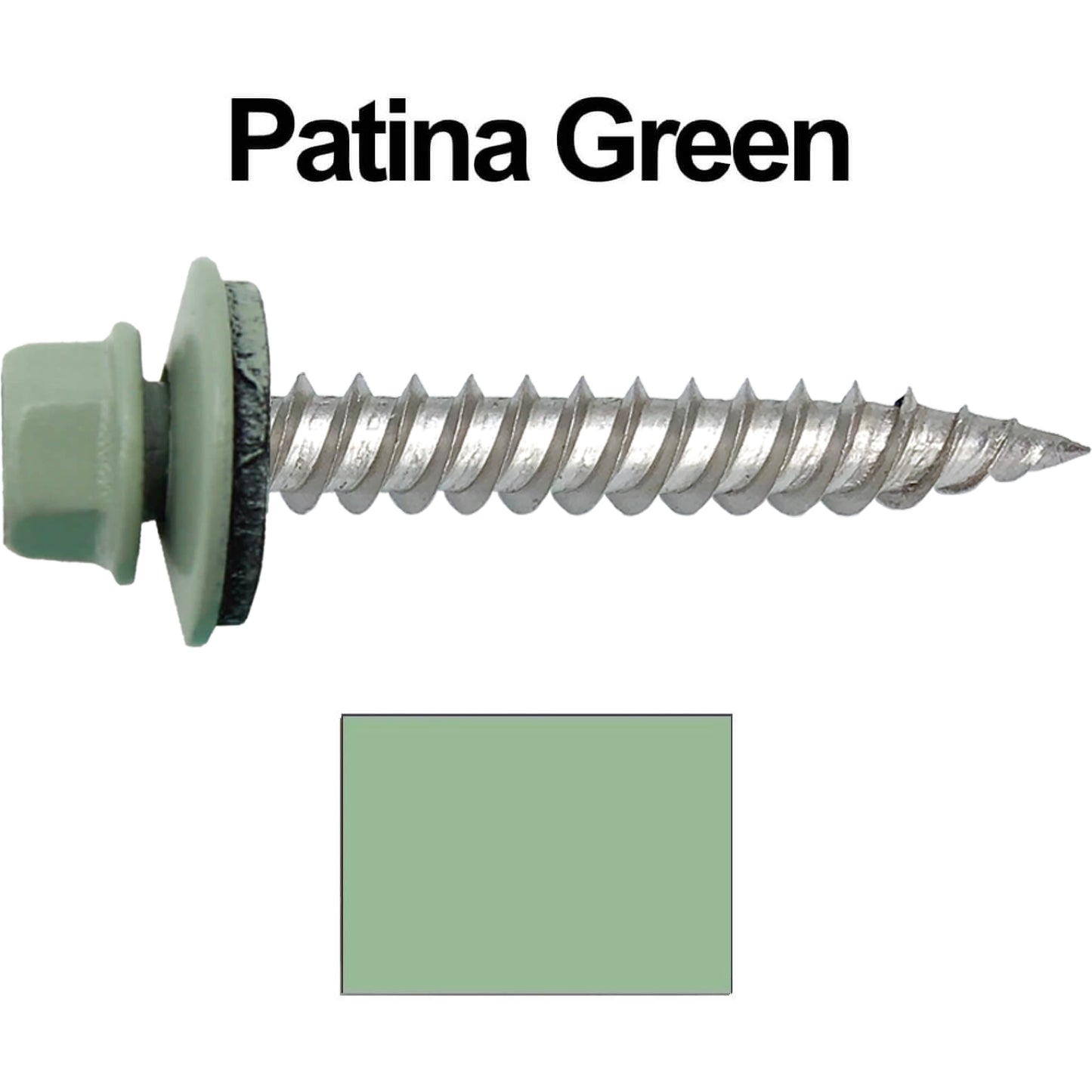 12 x 1-1/2" Stainless Steel Metal Roofing Screw: Hex ReGrip Sheet Metal Roof Screw. Sharp Point metal to wood siding screws. 5/8" EPDM washer. Product comes in 250 Count Bags  - Some Colors Special Order Only