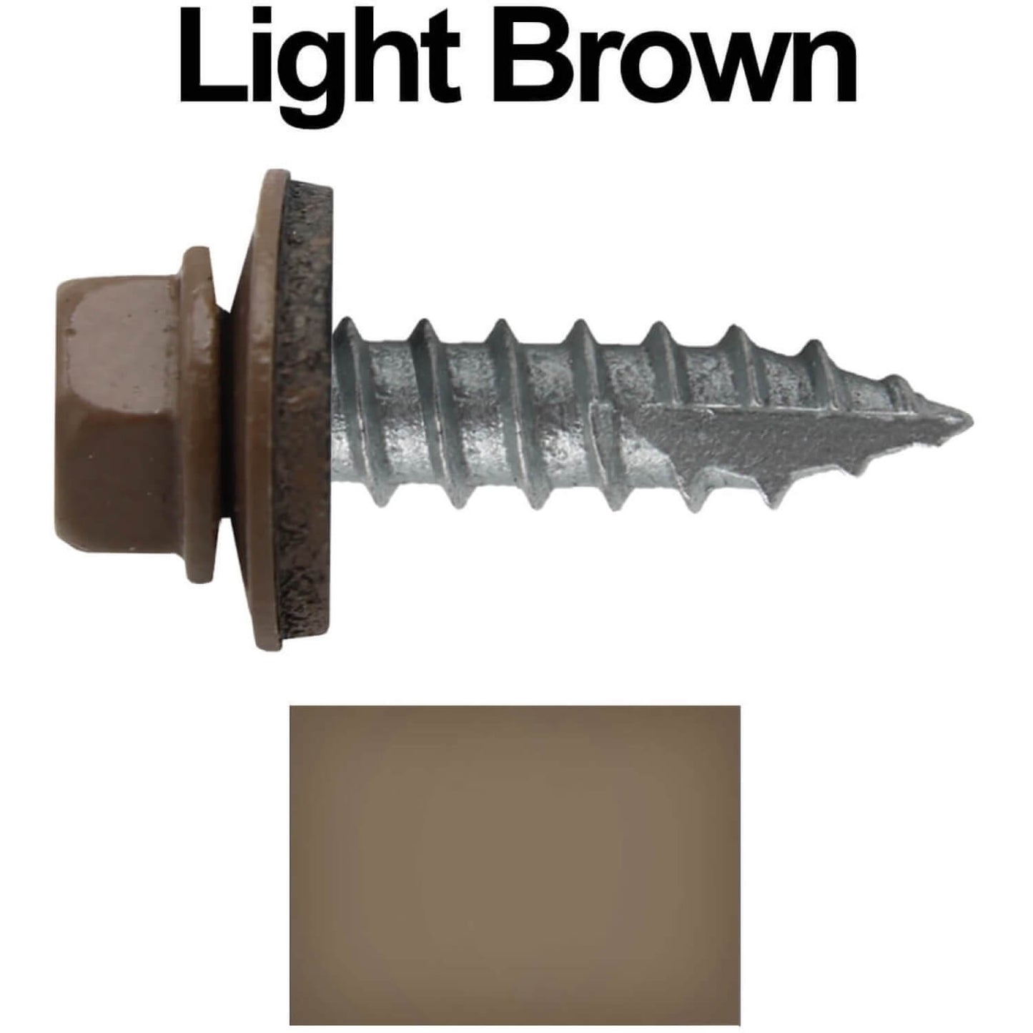 #14 x 1"  Metal ROOFING SCREWS - Hex Washer Head - Self starting/self tapping - EPDM washer. Colored head.