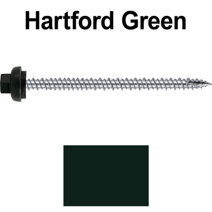 10 X 3“ HI-LO Zinc Aluminum Cap Metal Roofing Screws - Hex Washer Head - Self starting/self tapping - EPDM washer. Colored head.