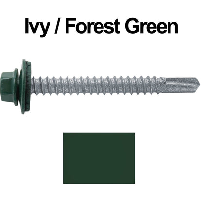#12 x 2" Metal to Metal Type #3 Metal Roofing Screws - Hex Head Drill Point - 9/16" EPDM Washer.