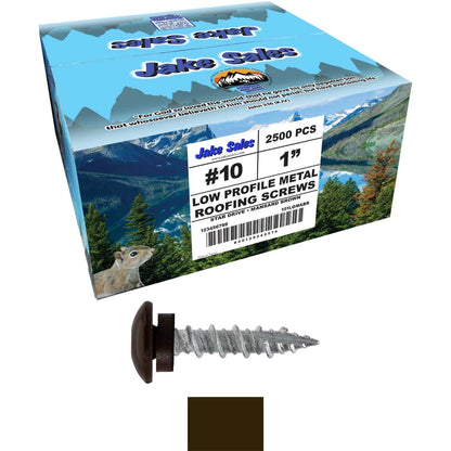 10 X 1" - LOW PROFILE Star Head Roofing Screws - HI-LO Thread - Metal To Wood - T25 Torx Drive Head - EPDM washer.