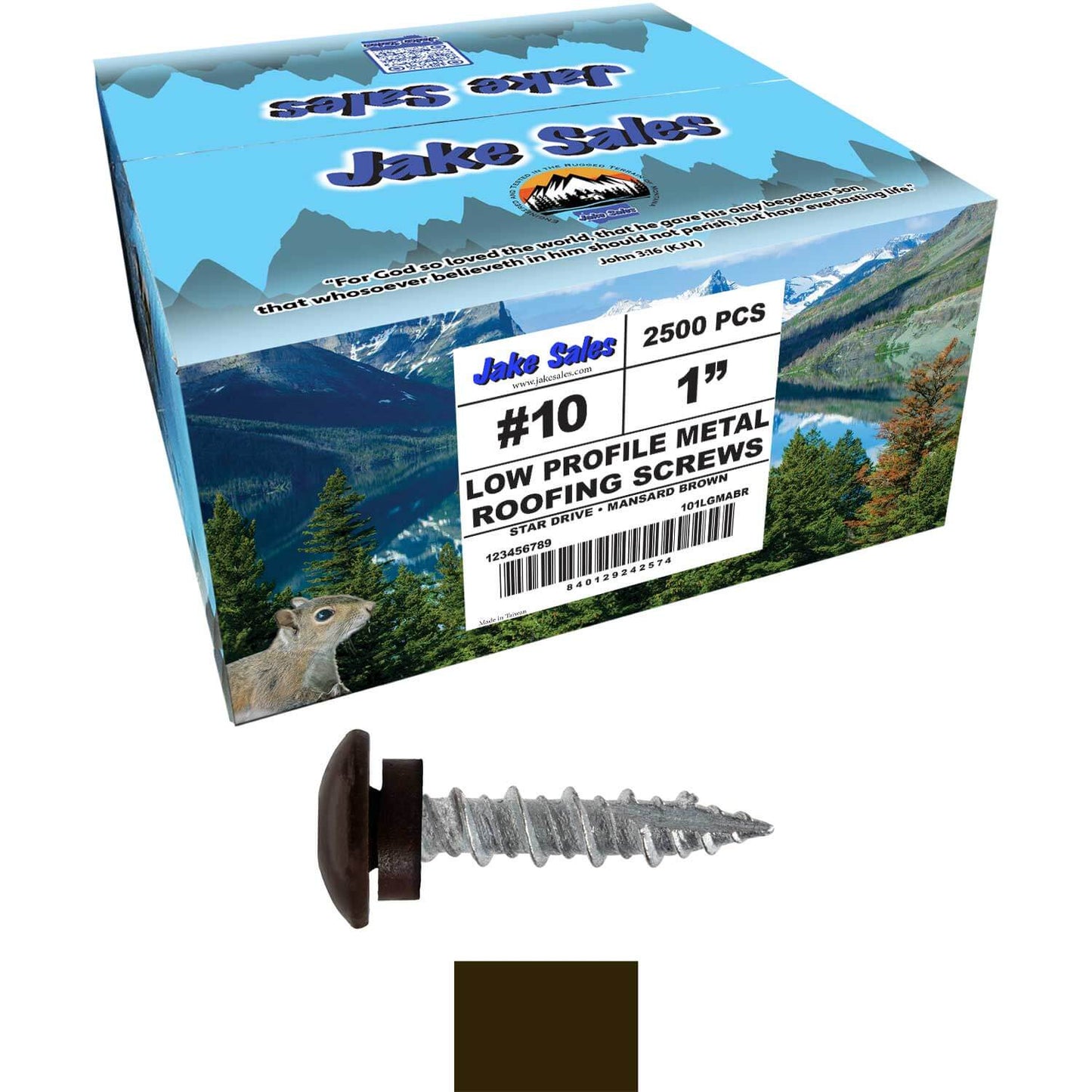 10 X 1" - LOW PROFILE Star Head Roofing Screws - HI-LO Thread - Metal To Wood - T25 Torx Drive Head - EPDM washer.